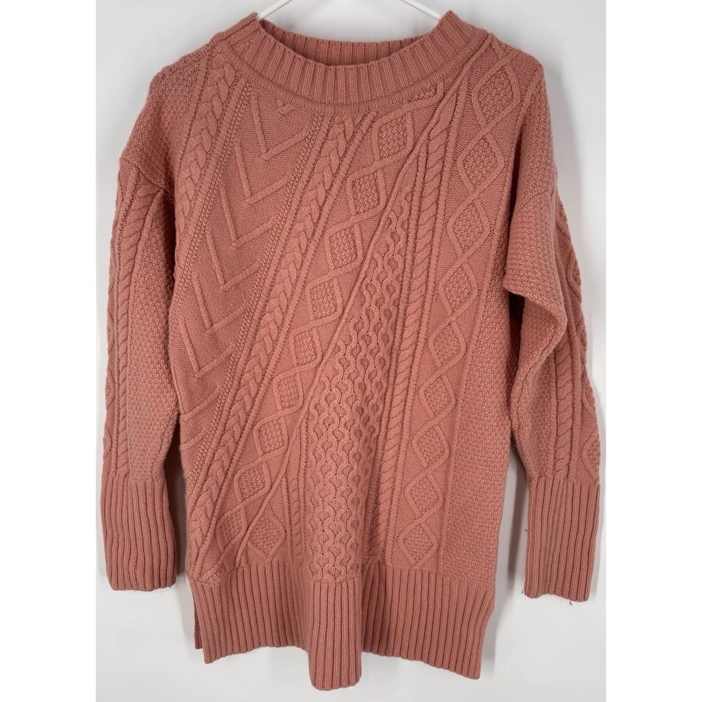 J. Crew Womens Wool Sz Medium Cable Knit Sweater Fisherman Preppy 90s Chunky